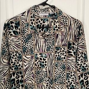 Alfred Dunner Animal Print Blouse - Black, White, Blue, Purple